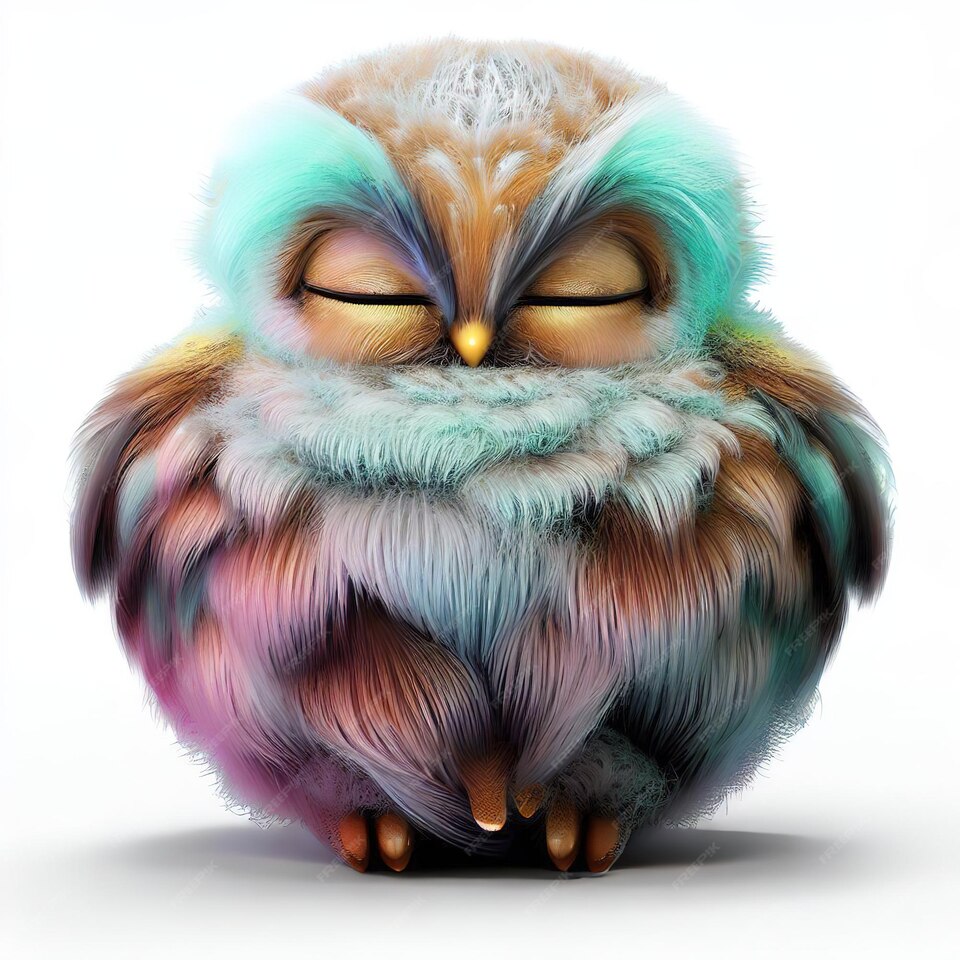 fpdl.in hibou colore fond blanc tete bleue verte 593294 8407 large