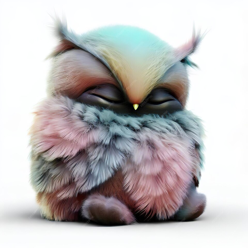 fpdl.in hibou colore nez jaune est assis fond blanc 593294 8180 large